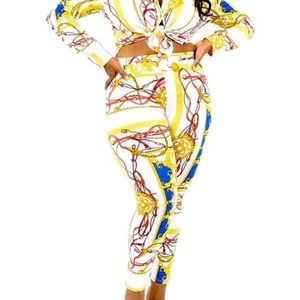 PATTERN PRINTED 2 PIECE LEGGING SET (PLUS SIZE)